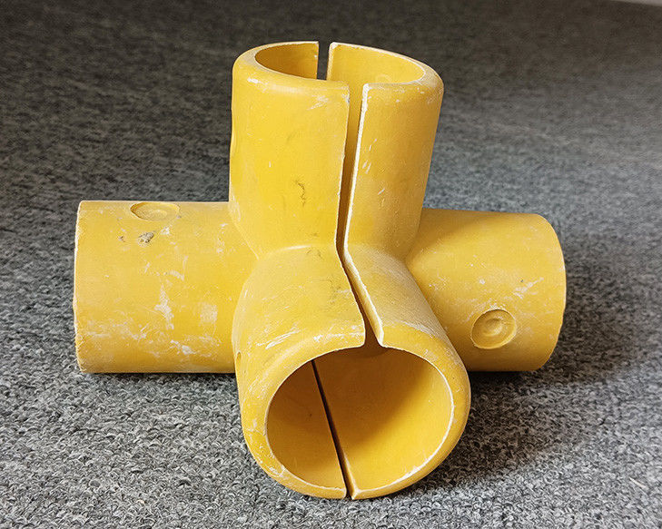 50mm 丸いチューブガラス繊維 FRP ハンドレール 固定肘ベースティー 四方向接続器